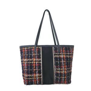 Chico's Women's Retro Look Navy Blue and Multi Color Large Tote